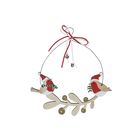 Couronne pour décoration de sapin de Noël en bois Oiseaux H.22,5 cm